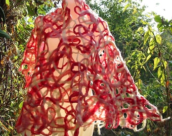 Nuno Felt Shawl,Felt Wrap Shawl,Large Shawl,Wool Cape,Nuno Felt Capelet, Felt Cape,Wrap Shawl,Hem Stitched Shawl,Handmade