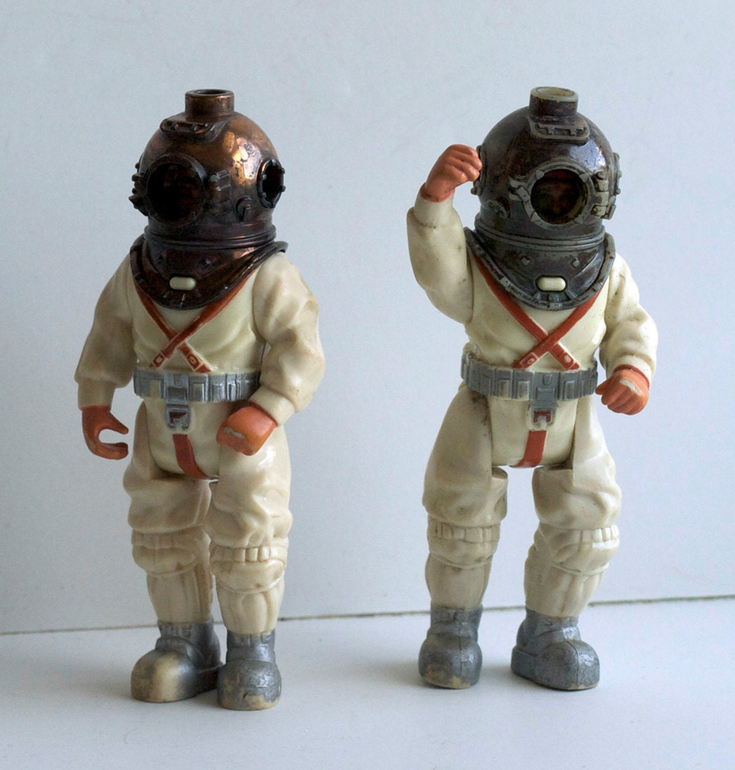 2 Deep Sea Diver Action Figures 1979 Fischer Price Toys