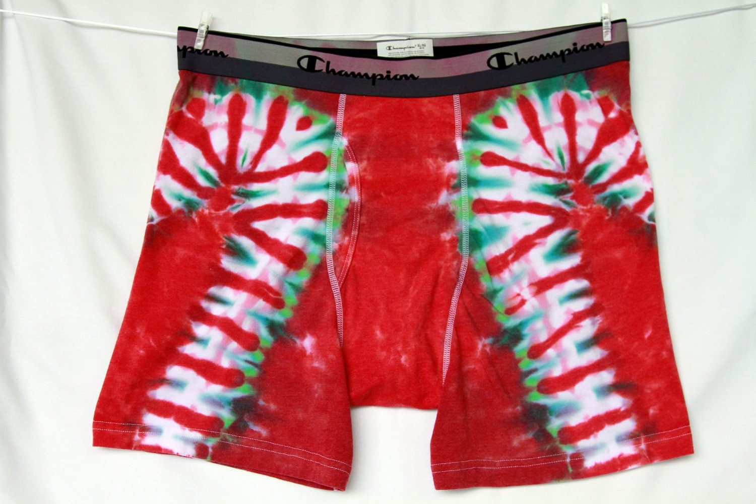 Men's Christmas Boxer Briefs XLarge Tie Dye Cranberry Red