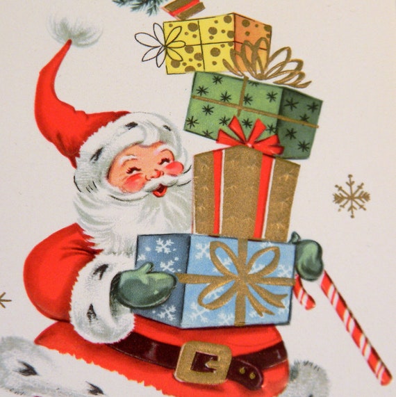Santa Christmas Cards Vintage 1950s Unused Holiday Greetings