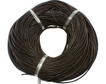 s00891 - 5 Metres Round Cowhide Leather Cord, Leather Jewelry Cord, about 1.5 mm in diameter, colour deep coffee