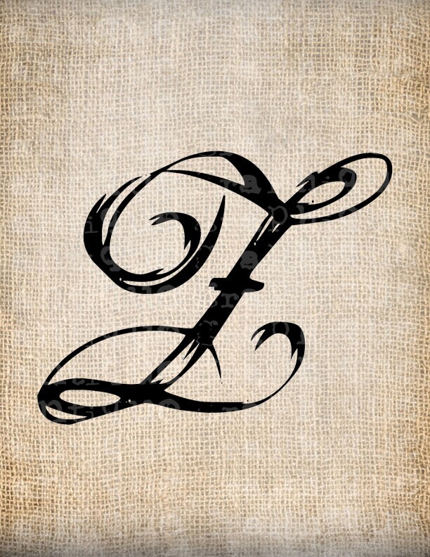 Antique Letter Z Script Monogram Digital by AntiqueGraphique