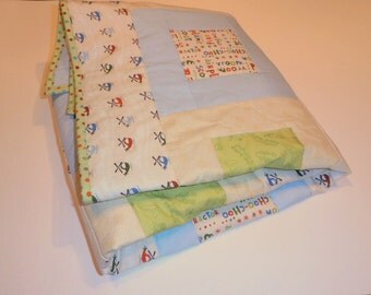 Baby Quilt, Helicopter Quilt, Airplane Quilt, Train Quilt, Fire Truck Quilt, Blue Quilt, Green Quilt, Transportation Theme