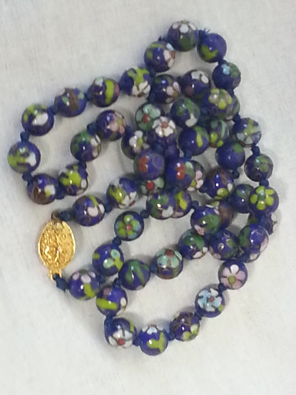 50s Vintage Cloisonne Necklace / 1950s Necklace