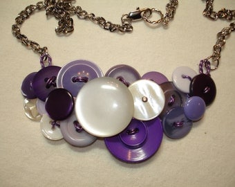 Button Necklace - Vintage Button Jewelry - Vintage buttons - Purple - Pearl Buttons - PURPLE HAZE
