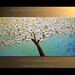 48" Blossom Oil Painting Modern Palette Knife Tree Impasto Enveloped in Blossoms by P. Nizamas 48"