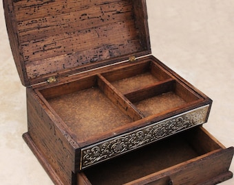 Personalized Rustic Jewelry Box, unique details and drawer.