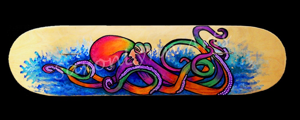 Custom Skateboard Art Octopus Painting Made to by SAXONLYNN