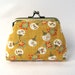 Coin purse Kiss lock purse Japanese fans Fireworks Mustard yellow chocolate brown Change purse