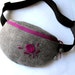 fanny pack with embroidery - grey and pink/mauve (big size)