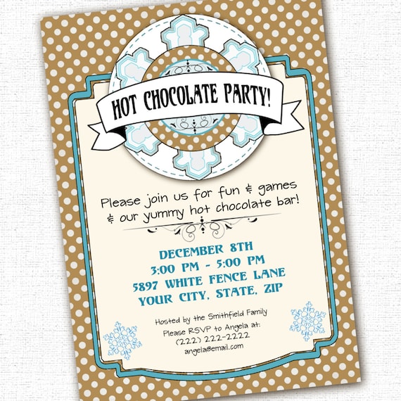 Hot Chocolate Bar Party Invitation Custom 5 x 7 by PartyEverAfter