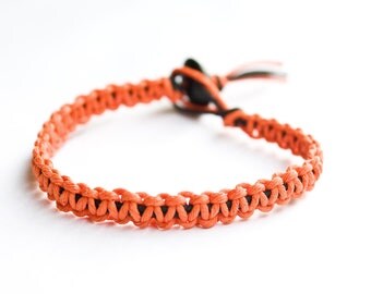 Orange and Black Friendship Bracelet Hemp Stackable