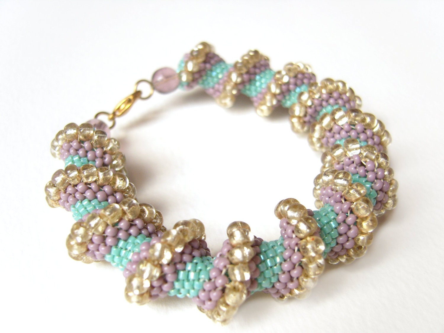 Spiral Beaded Bracelet : Bead Woven Bracelet Chunky Cellini