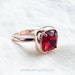 Swarovski Cushion Cut Siam Red Solitaire Pink Gold Ring. Valentine Day Gift. Jewelry under 25. Simple Modern Jewelry