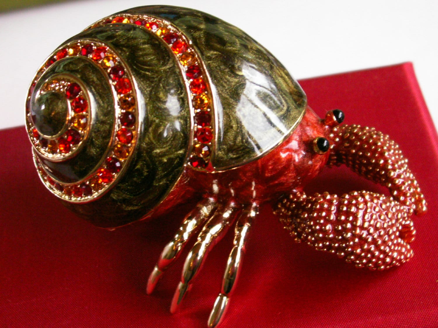 Rucinni Hermit Crab Enamel & Crystal Jewelry Trinket Box