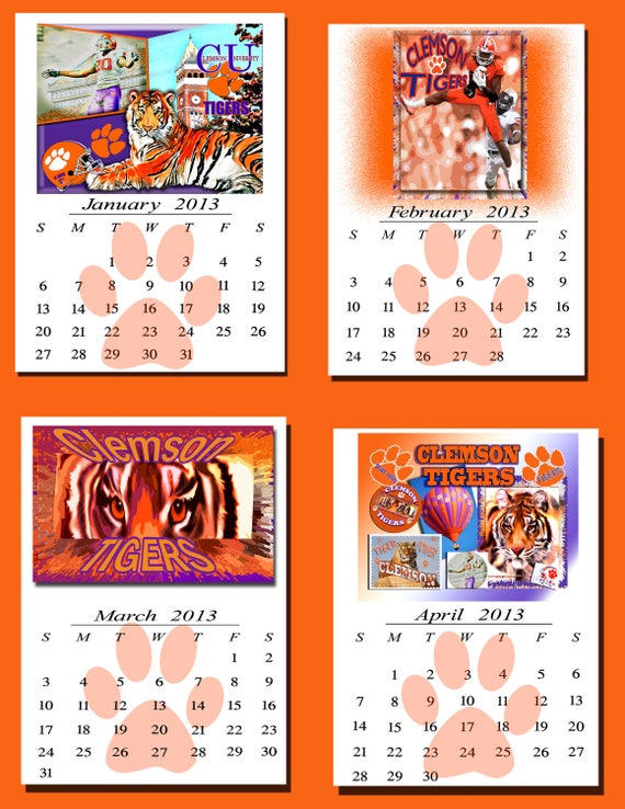 Items similar to Clemson Football Mini Calendars Collection Designs