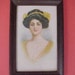 Lovely Edwardian Era Framed 1908 Postcard of Beautiful Lady in Yellow