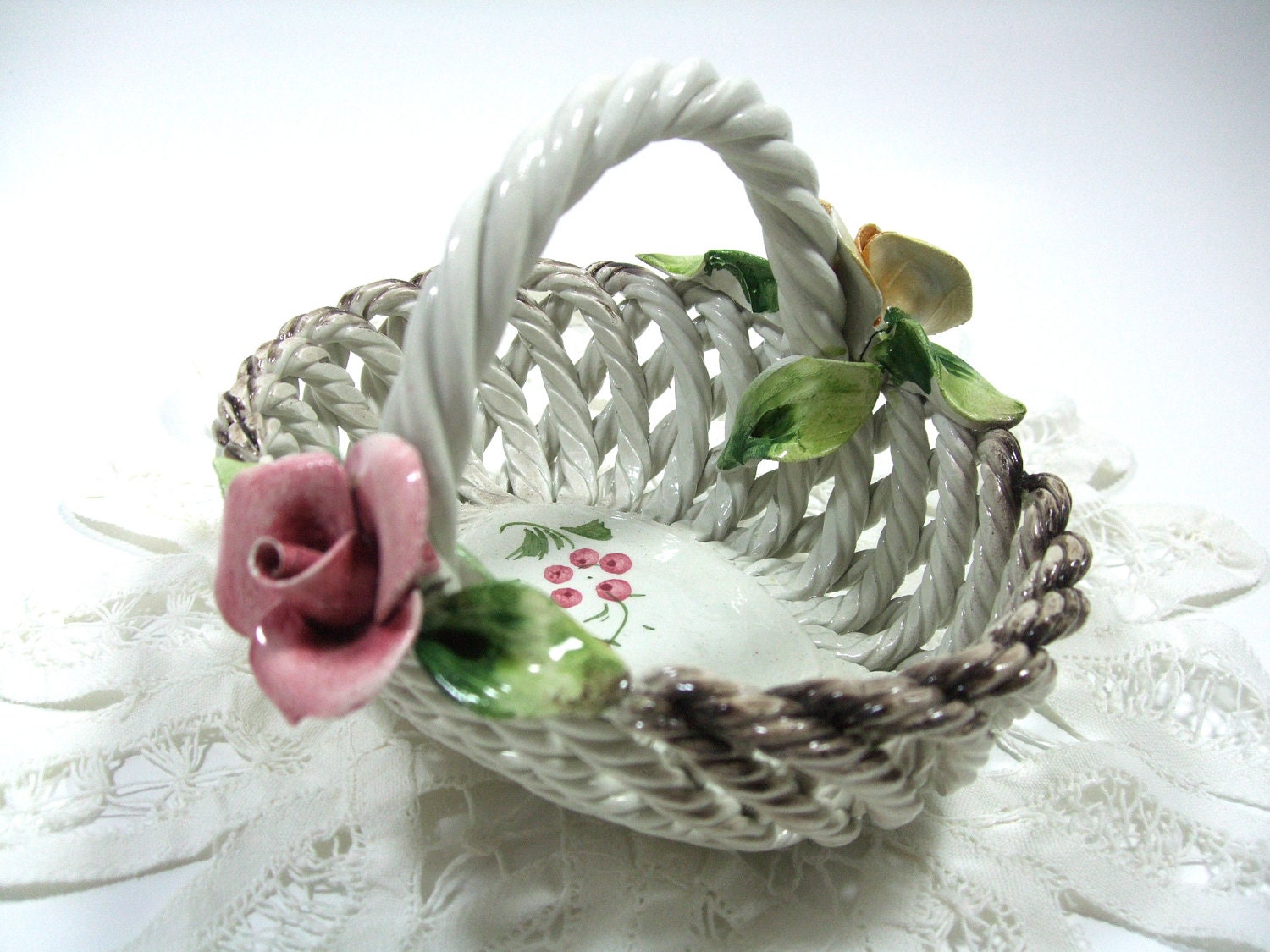 Capodimonte Ceramic Basket by TheSweetBasil on Etsy