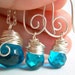 Teal Necklace and Earring Set Earring and Necklace Teal Earrings Teal Necklace Briolette Necklace Briolette Earrings Wire Wrapped Earrings