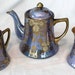 VTG Periwinkle Lusterware Tea Set Teapot Sugar Creamer Japan