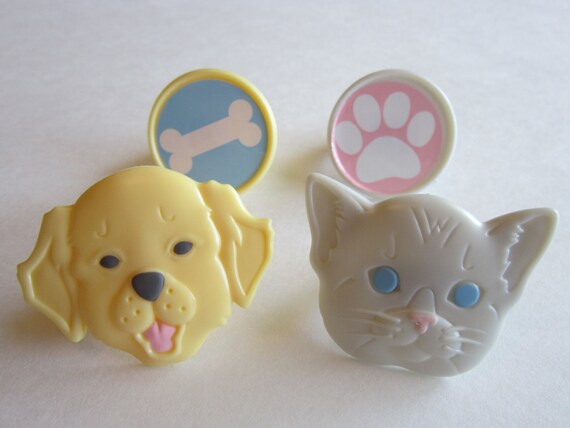 12 Puppy Bone Kitten Paw Cupcake Ring Toppers Il_570xn
