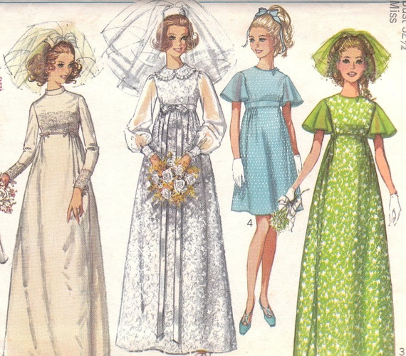 1970s Empire  Waist  Wedding  Dress  Pattern  by OneMoreCupOfTea