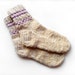 Hand Knitted Wool Socks - Beige, Size Large