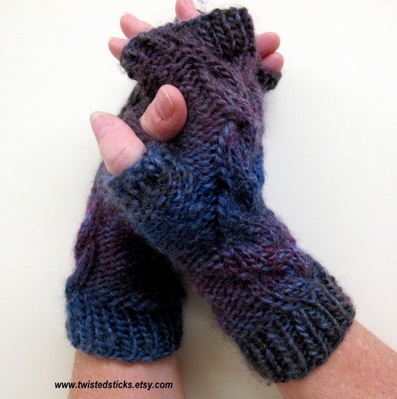 Hand Knit Fingerless Gloves Wool Fingerless by twistedsticks