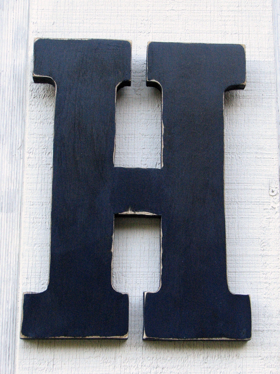 Distressed Large Wooden Letter H 12 Tall