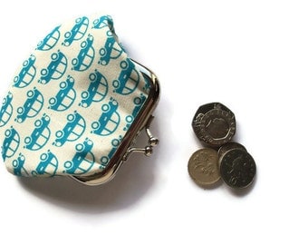 Blue Coin Purse - Small Change Purse - Coin Purse - Change Wallet - Framed Coin Purse