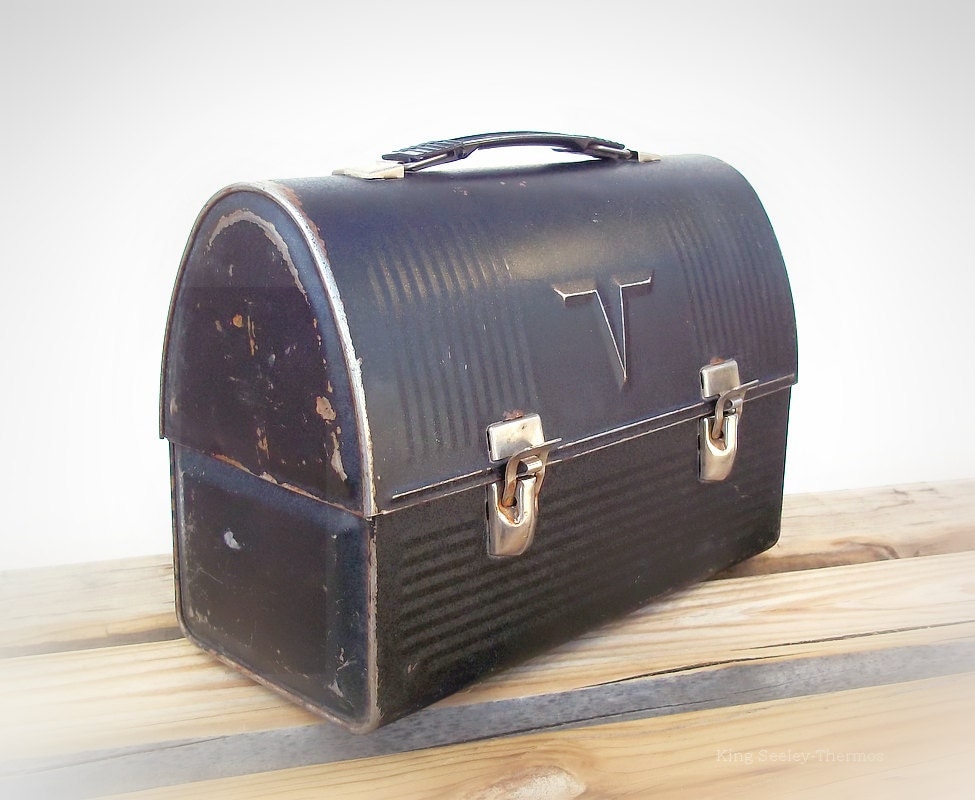 Vintage Lunch Box Old Black Metal Lunch Box By TheWhitePelican   Il Fullxfull.370733949 R26u 