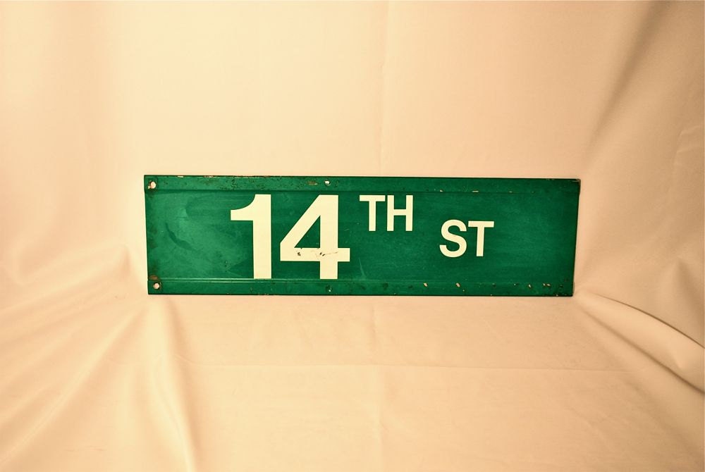 Positively 14th Street Sign Green and White by GladysGlover