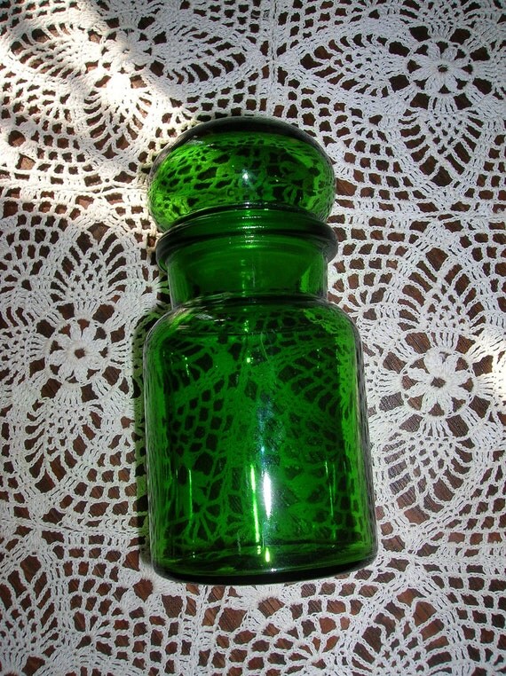 Green Glass Apothecary Jar Container Made in by elitefinds