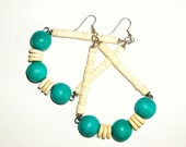 Turquoise and White Wooden Triangle Dangles