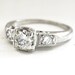 RESERVED Vintage Art Nouveau Three Stone Diamond Engagement Anniversary Ring 14kt White Gold with High Quality VS Diamonds
