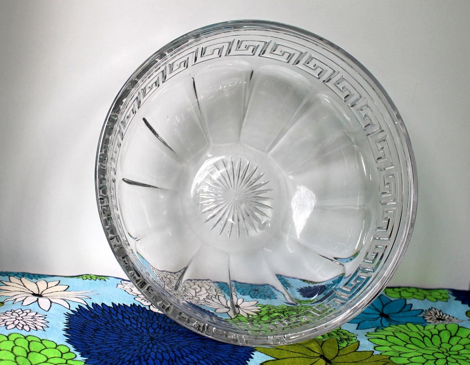 Vintage Heisey Glass Bowl Greek Key Pattern by
