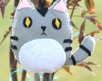 Cute Felt Tabby Kitty Cat Ornament