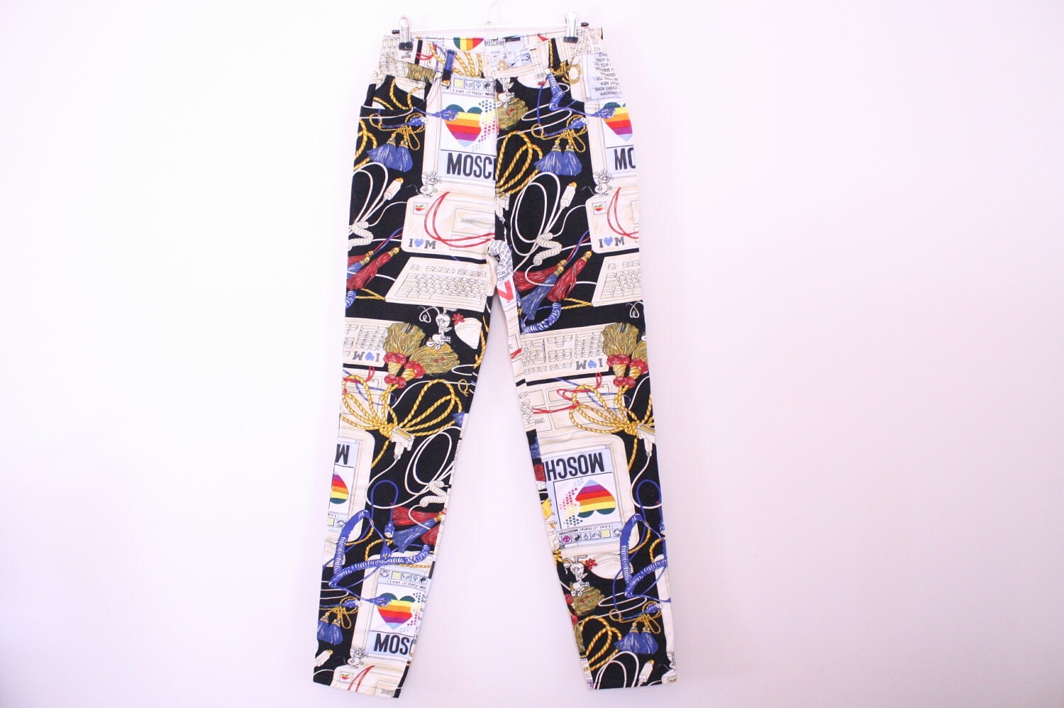 80s MOSCHINO Logo Computer Print Skinny Jeans by FLUFFSHOPP