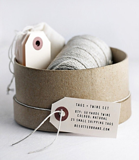 Items similar to tags & twine set, natural twine set on Etsy