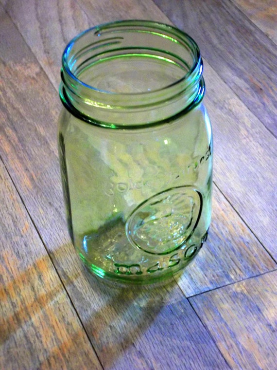 Hand Tinted Green Mason Jar