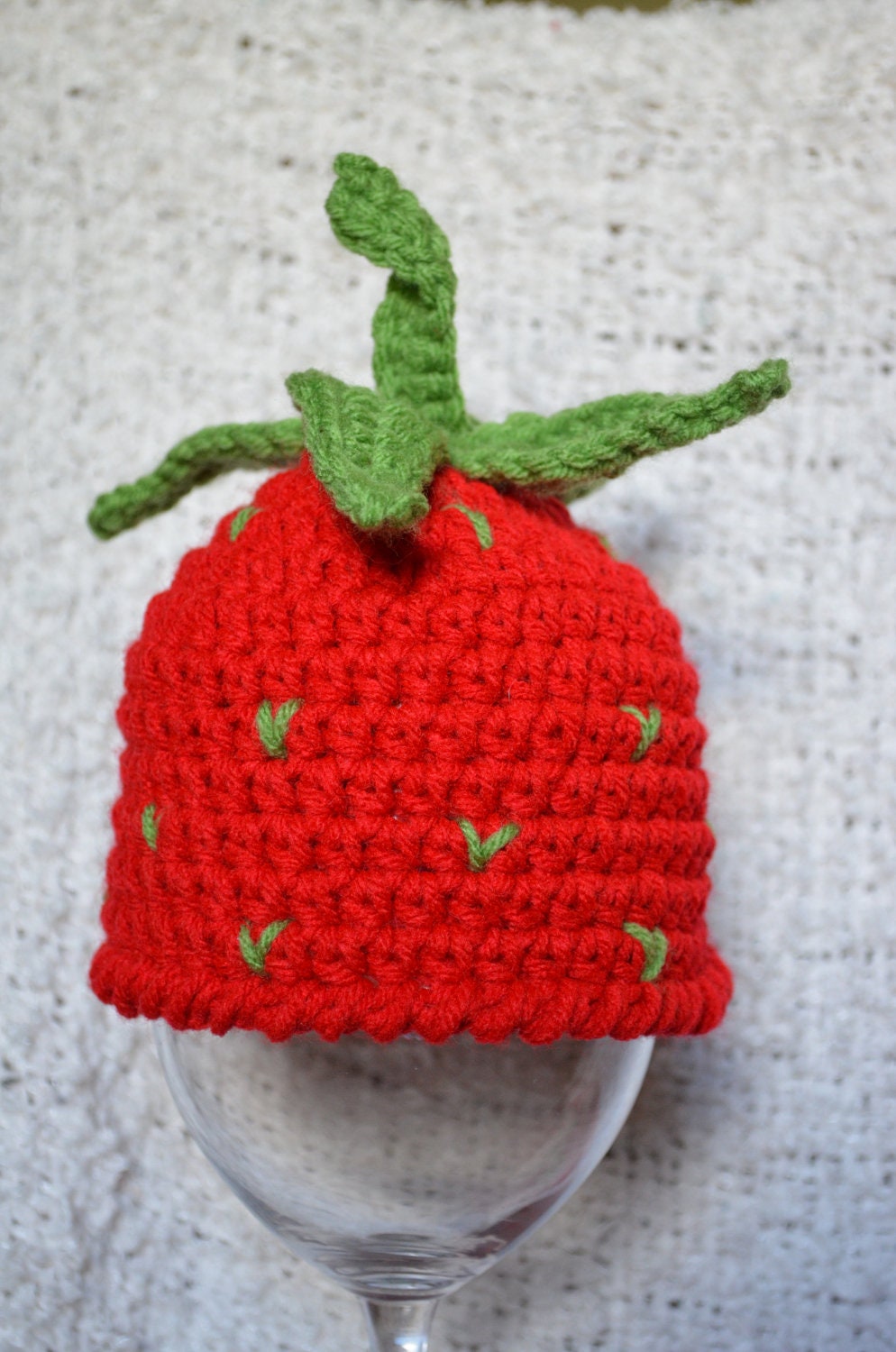 Crocheted Strawberry Hat Diaper Cover and Leg Warmers Photo