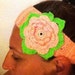 Salmon Hand Knitted Headband Ear Warmer with Crochet Flower