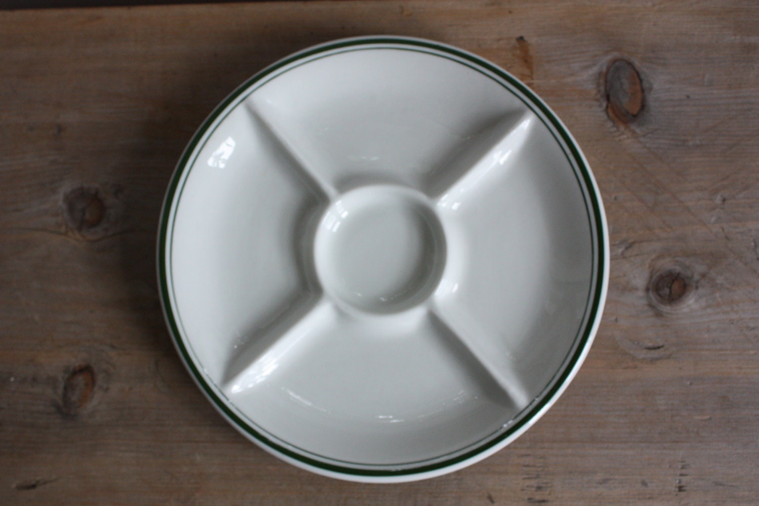 Vintage Restaurant Ware divided dinner plate green by honeydearest