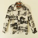 25% OFF - 70's LONG SLEEVE Hawaiian Shirt - Black, White / Luau / Tiki / Canoe / Palm Trees / Grass Hut / Hawaiian Disco / Size S, M