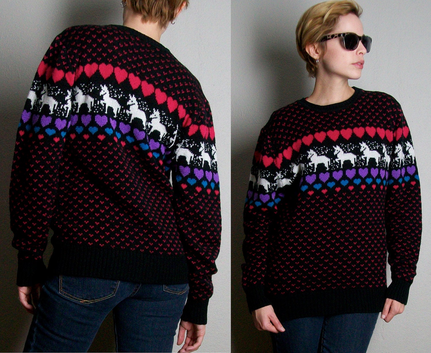 Sweater Unicorns and Hearts knit pattern Hipster by ...