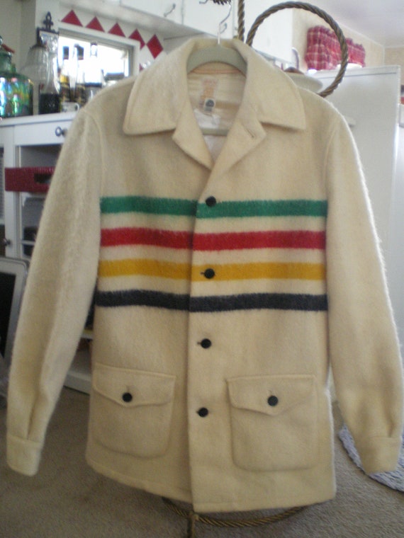 Mens Vintage Canadian Hudson Bay blanket coat traditional