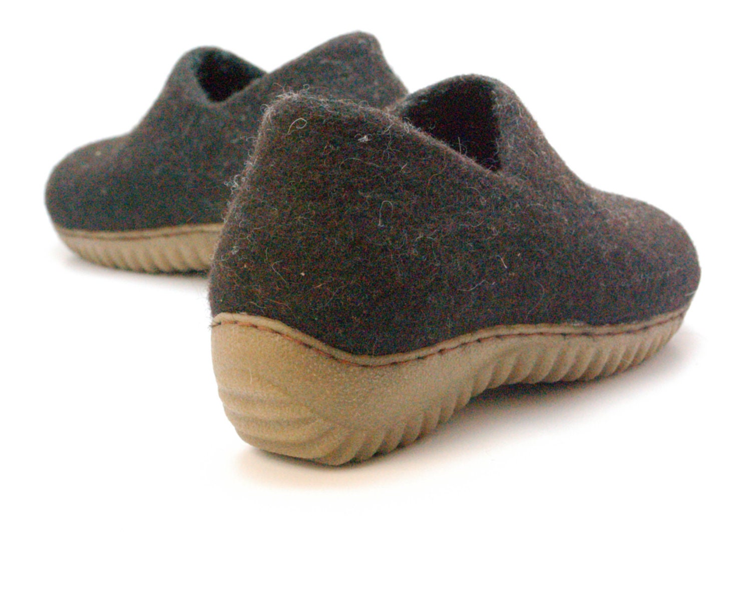 Felted Wool Shoes With Rubber Soles Organic Wool By Woolenclogs