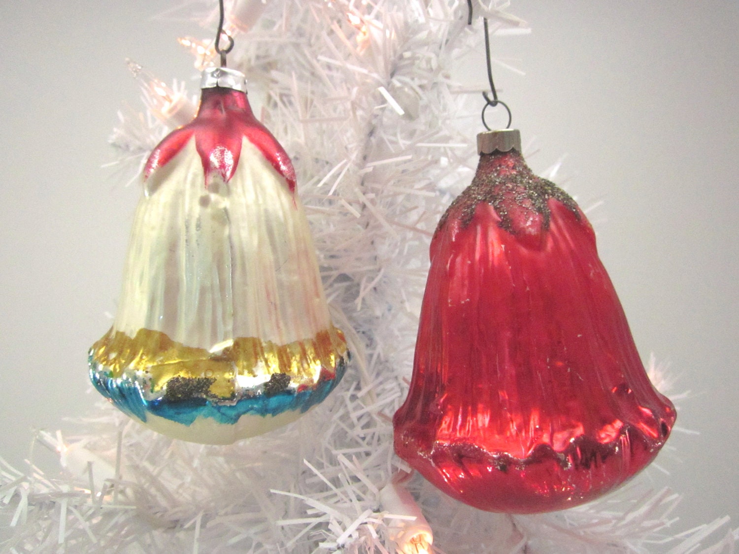 Vintage Glass Flower Christmas Ornaments Figural Flower