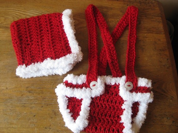 Crochet Baby Hat and Diaper Cover Christmas Photo by ...