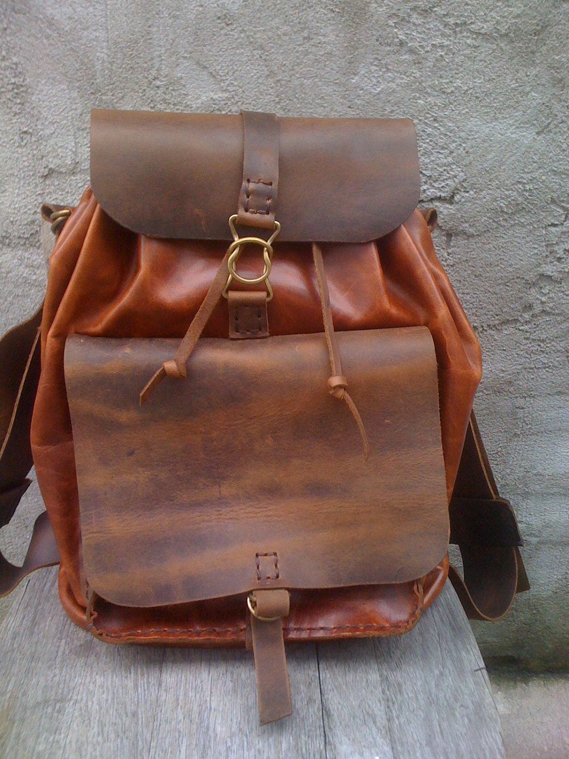Leather Backpack Handmade Hand Stitched Bag For Men And Women